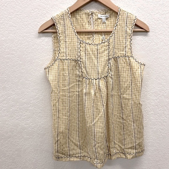Max Studio Tops - Max Studio Yellow Gingham Sleeveless Babydoll Top S